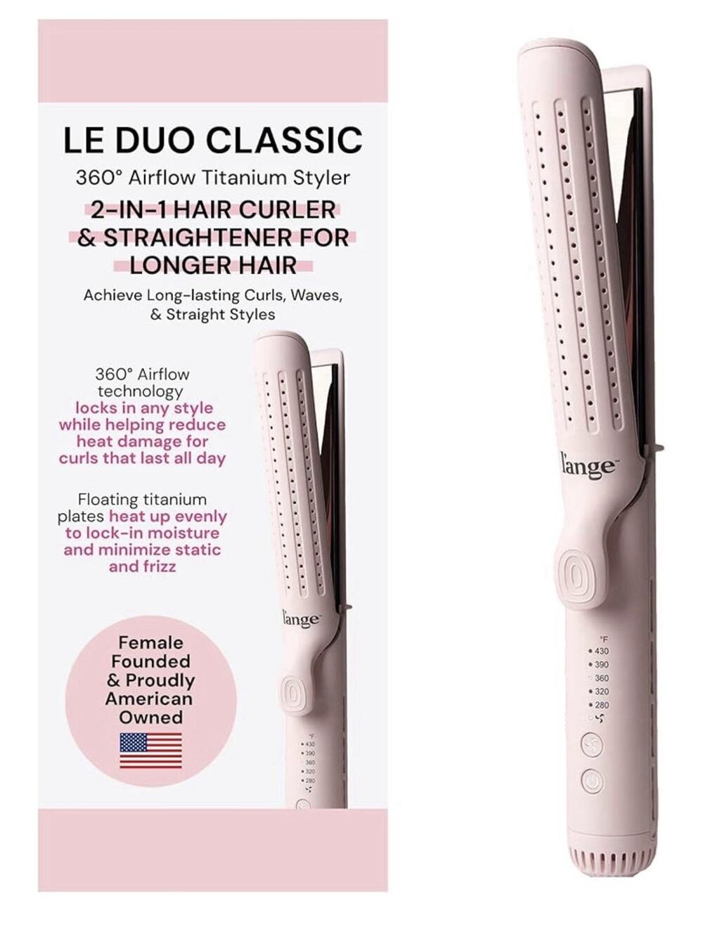 L'ANGE HAIR Le Duo Grande 360° Airflow Straightener - Blush - New Open Box